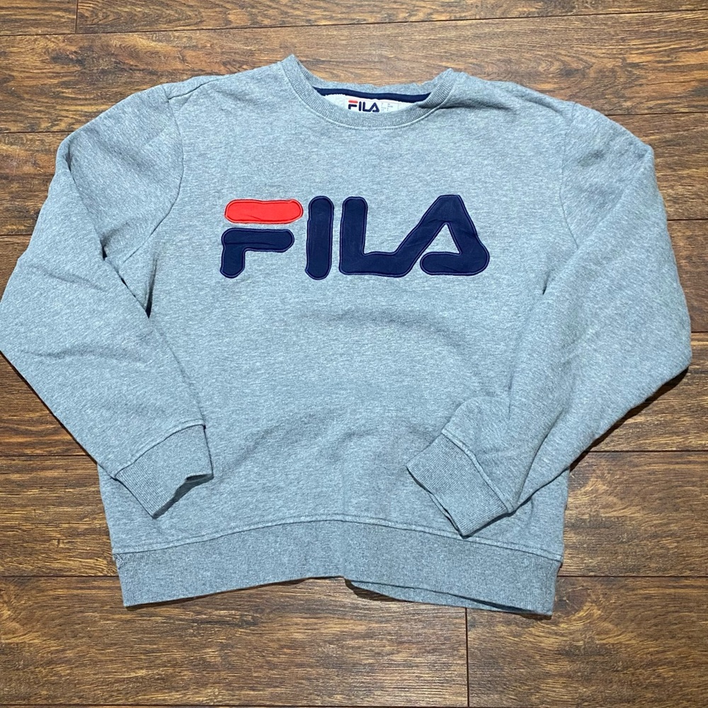 Fila Gray Crewneck Sweater with Iconic Logo